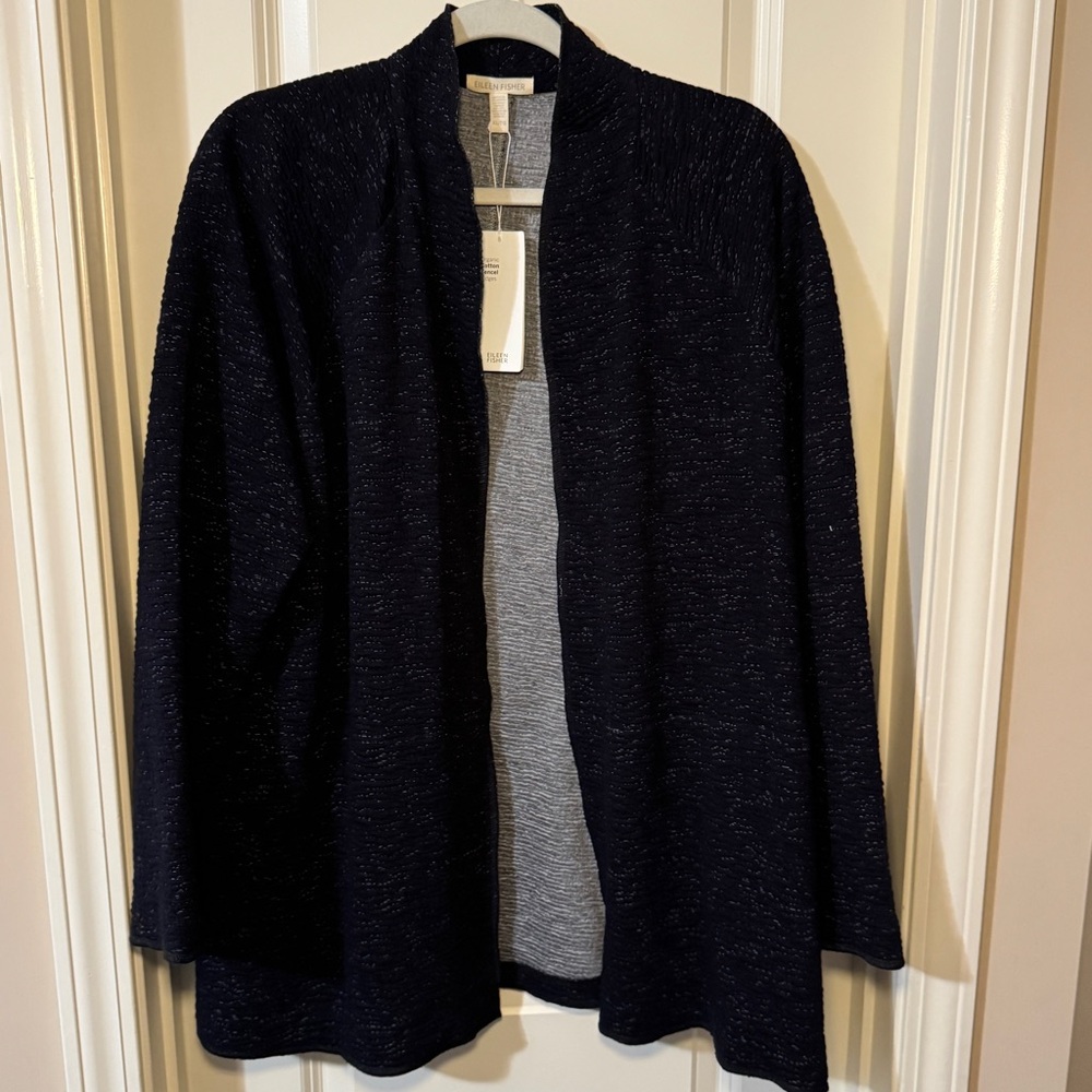 Eileen Fisher Cotton Tencel Ridges Cardigan Sweater
